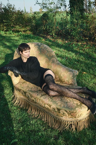 Trasparenze - puķu raksts tīkliņzeķubikses ar zeķu efektu