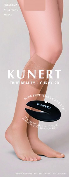 Kunert True Beauty Curvy 20 - Liela izmēra pusgarās zeķes