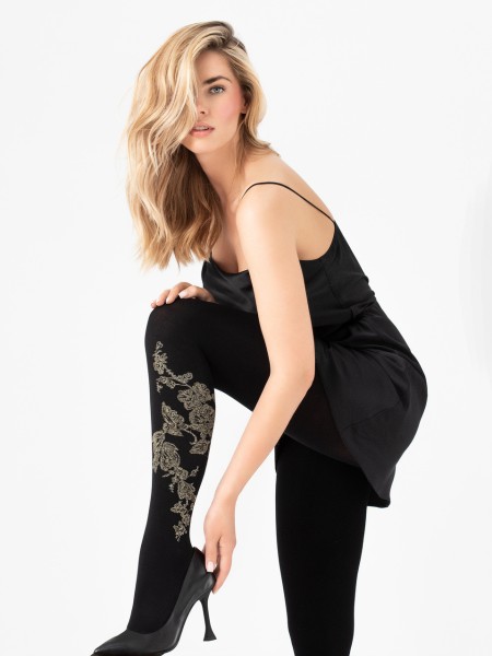 Fiore - 60 den puķu raksta zeķubikses ar lurex efektu